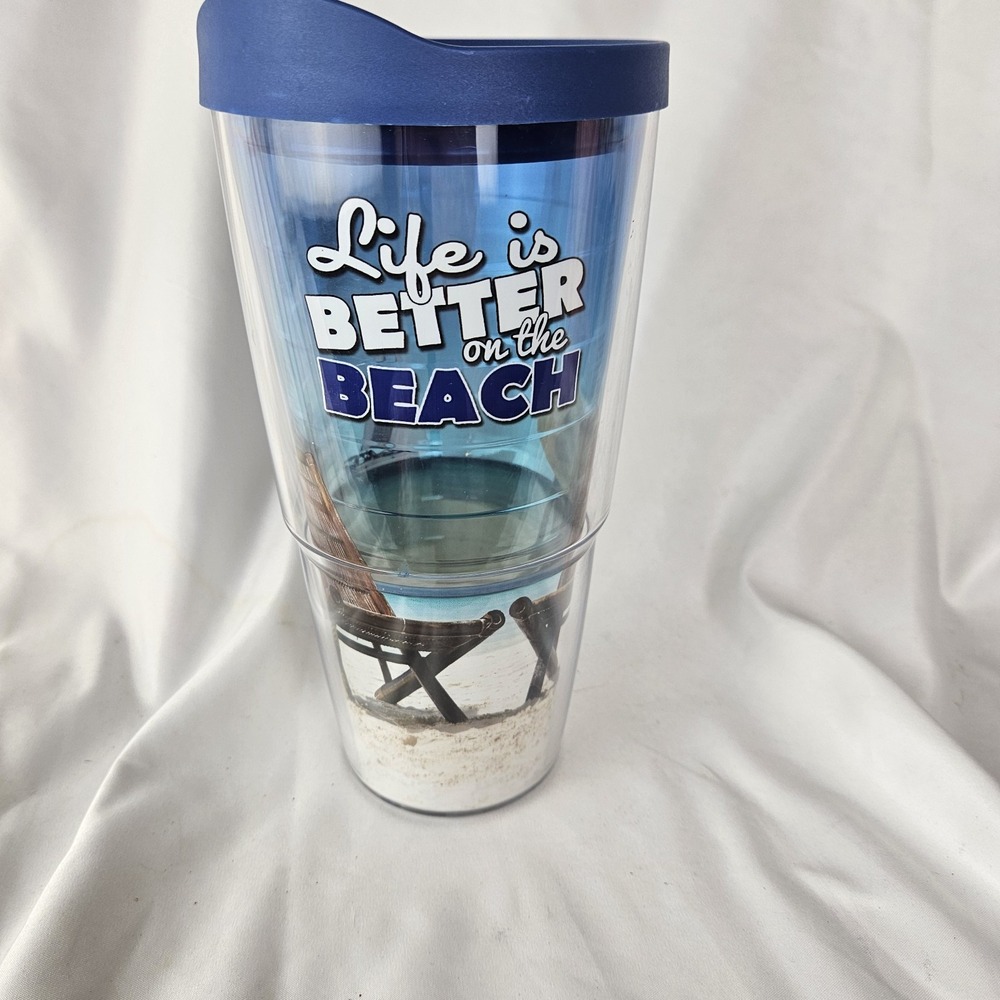 Tervis 24 oz TUMBLER LIFE IS BETTER ON THE BEACH + LID BPA Free Made in USA